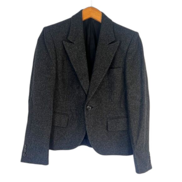 JG Hook Dark Gray 90% Wool Single Breasted One Button Blazer Size 4P - Picture 1 of 8